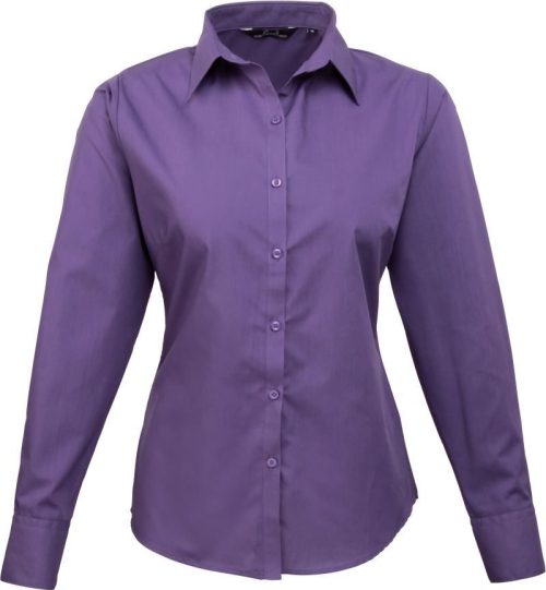 Women's Long Sleeve Poplin Blouse – Premier in Purple