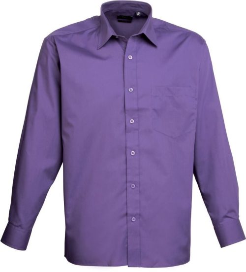 Men's Long Sleeve Poplin Shirt – Premier in Purple