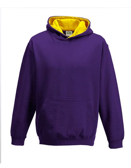 Kids´ Varsity Hoodie – Just Hoods in Purple/Sun Yellow