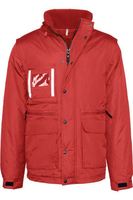 Detachable-Sleeved Workwear Parka – Designed To Work in Red