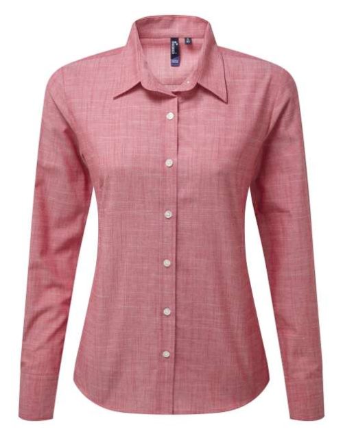 Women's Cotton Slub Chambray Long Sleeve Shirt – Premier in Red
