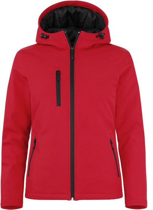 Wattierte Damen Kapuzen Softshell Jacke Padded Hooded Softshell Women – Clique in Red