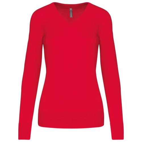 Ladies' V-Neck Jumper – Kariban in Red
