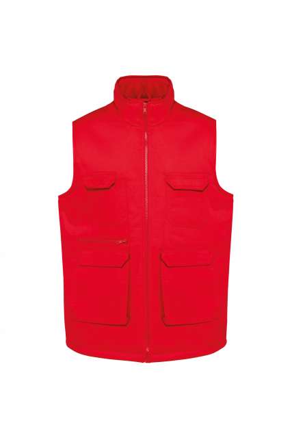 Unisex Padded Multi-Pocket Polycotton Vest – Designed To Work in Red