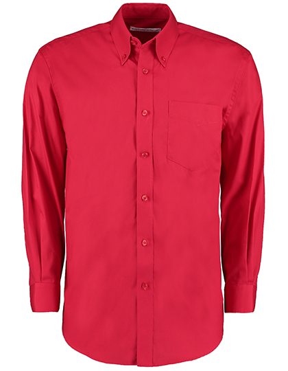 Men´s Classic Fit Premium Oxford Shirt Long Sleeve – Kustom Kit in Red