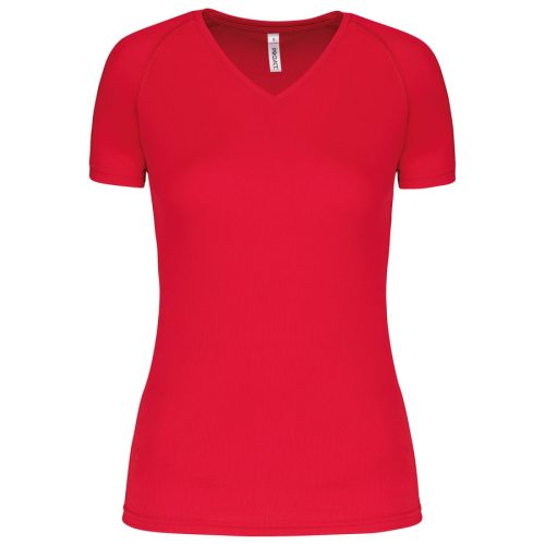 Damen Kurzarm-Sportshirt mit V-Ausschnitt PA477 – Proact in Red