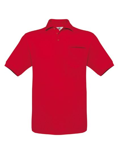 Unisex Polo Safran Pocket – B&C BE INSPIRED in Red