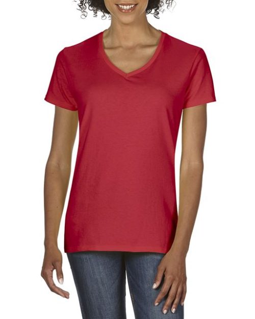 Premium Cotton® Ladies' V-Neck T-Shirt – Gildan in Red