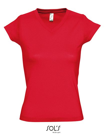 Women´s V-Neck-T-Shirt Moon – SOL´S in Red