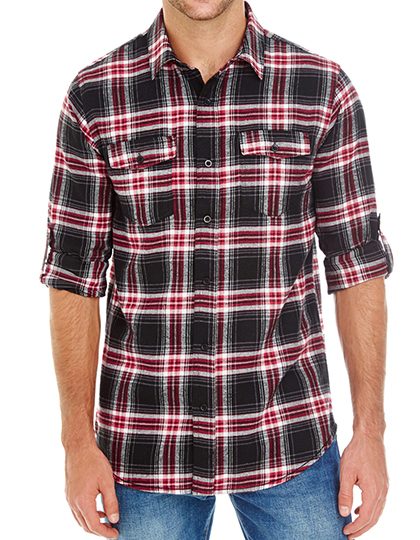 Woven Plaid Flannel Shirt – Burnside in Red Check