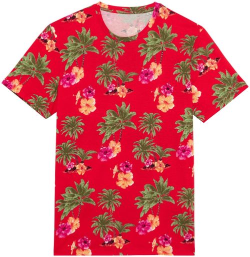 Herren T-Shirt Tropen-Druck NS350 – Native Spirit in Red Hawaiian