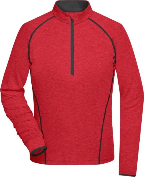 Damen Funktionsshirt langarm JN 497 – Daiber in Red Melange/Titan