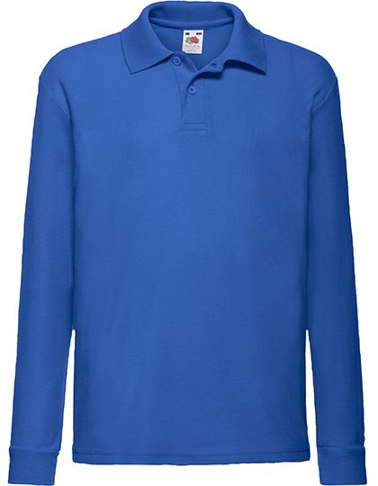 Kids´ Long Sleeve 65/35 Polo – Fruit of the Loom in Royal Blue