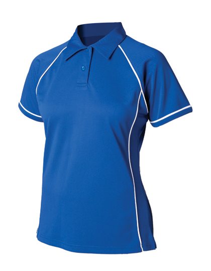 Ladies´ Piped Performance Polo – Finden+Hales in Royal/White
