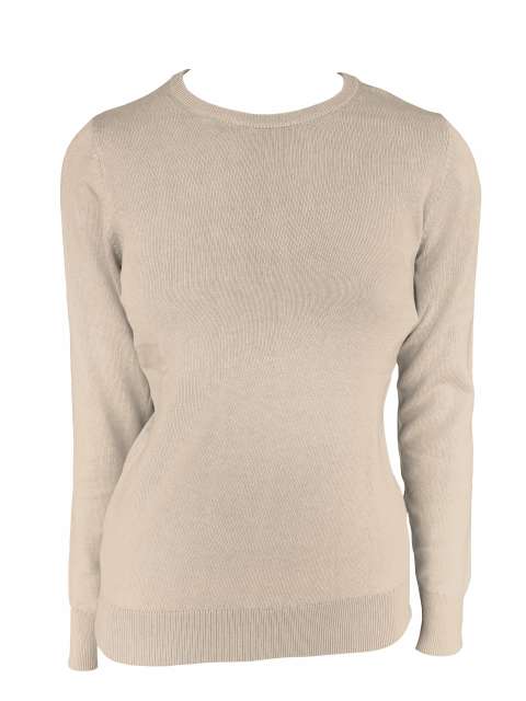 Women’s Crew Neck Fine Gauge Cotton Pullover – Legend Classics in Sand
