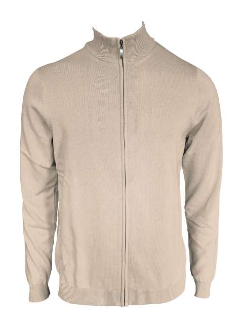 Men’s Full Zip Cardigan Fine Gauge Cotton – Legend Classics in Sand