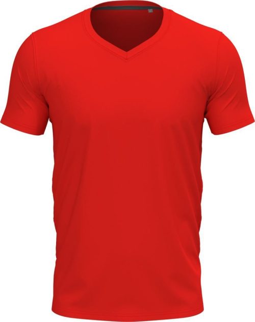Herren V-Ausschnitt T-Shirt Stretch-T V-neck – Stedman in Scarlet Red