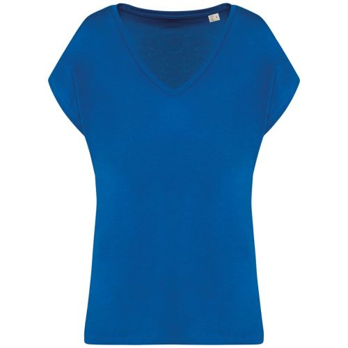 Loose Damen-T-Shirt mit V-Ausschnitt NS312 – Native Spirit in Sea Blue