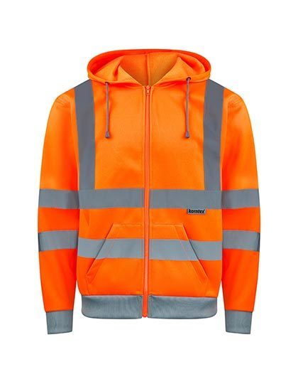 Hi-Vis Workwear Hooded Sweat-Jacket Galway – Korntex in Signal Orange