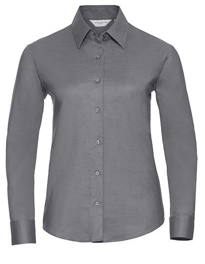 Ladies' Long Sleeve Tailored Oxford Shirt – Russell Athletic Collection in Silver