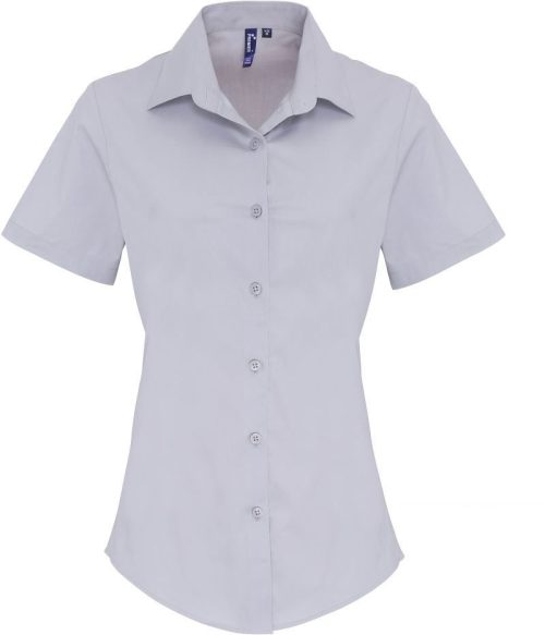 Popeline Stretch Bluse kurzarm PR 346 – Premier in Silver