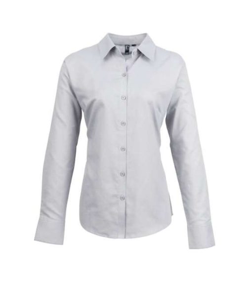 Women's Long Sleeve Signature Oxford Blouse – Premier in Silver