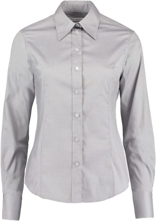 Oxford Bluse langarm KK 702 (6-24) – Kustom Kit in Silver Grey