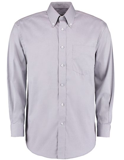 Men´s Classic Fit Premium Oxford Shirt Long Sleeve – Kustom Kit in Silver Grey (Solid)