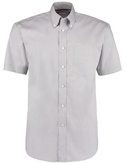 Men´s Classic Fit Premium Oxford Shirt Short Sleeve – Kustom Kit in Silver Grey (Solid)