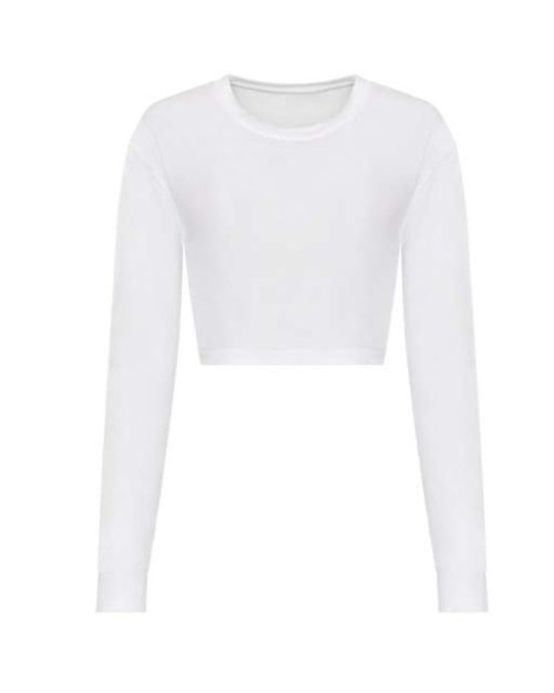 Women's L/S Cropped T – Just Ts in Solid White