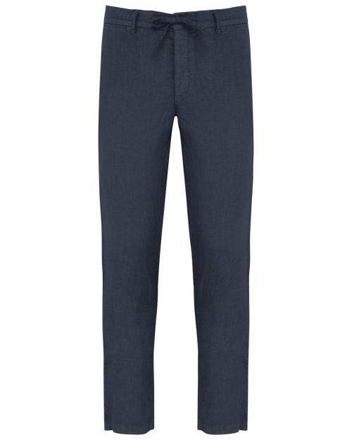 Men's Linen Washed Effect Trousers – Spasso in Washed Navy Blue