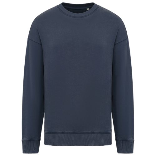 Unisex Washed Effect Oversize Round Neck Sweatshirt – Native Spirit in Washed Navy Blue
