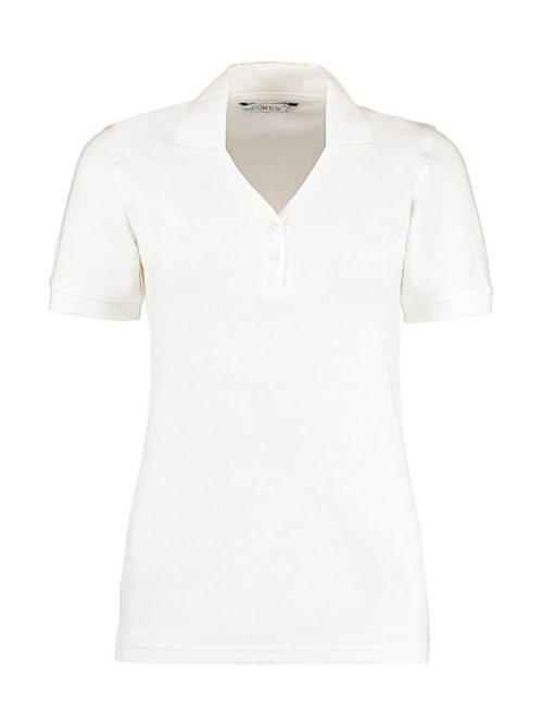 Regular Fit Comfortec® V Neck Polo – Kustom Kit in White