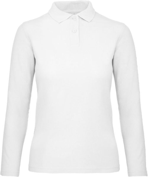 Damen Piqué Polo langarm ID.001 LSL /women – B&C in White