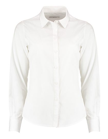 Women´s Tailored Fit Poplin Shirt Long Sleeve – Kustom Kit in White