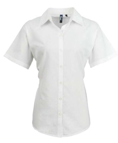 Women's Short Sleeve Signature Oxford Blouse – Premier in White