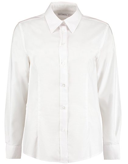 Women´s Tailored Fit Workwear Oxford Shirt Long Sleeve – Kustom Kit in White