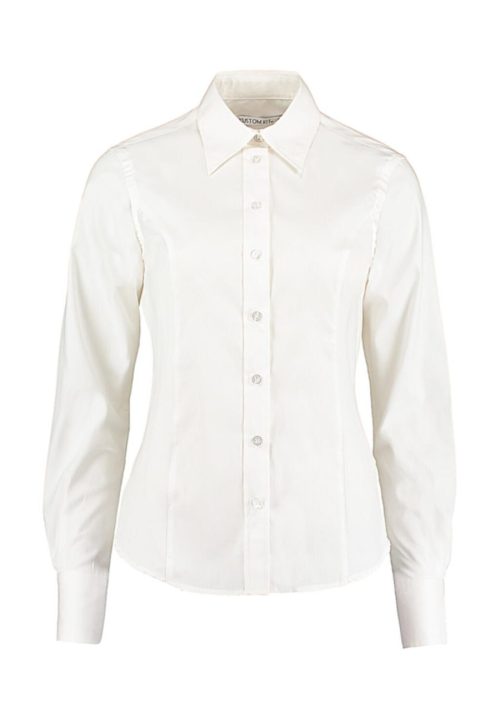 Women´s Tailored Fit Corporate Oxford Shirt Long Sleeve – Kustom Kit in White