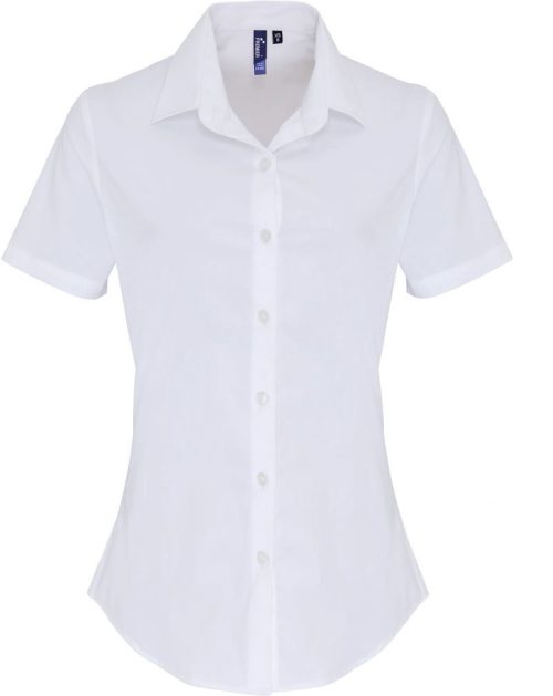 Popeline Stretch Bluse kurzarm PR 346 – Premier in White