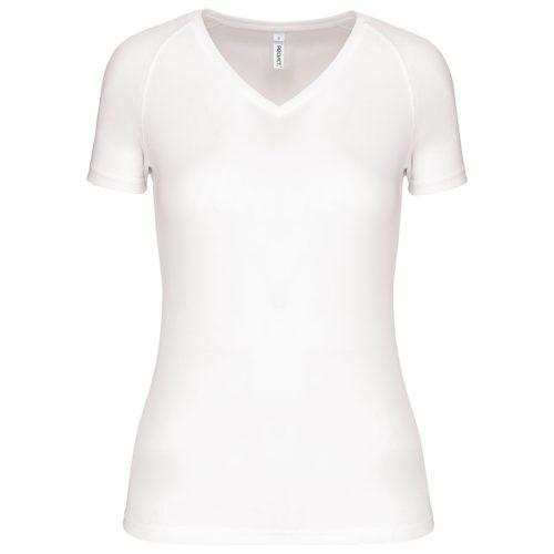 Damen Kurzarm-Sportshirt mit V-Ausschnitt PA477 – Proact in White