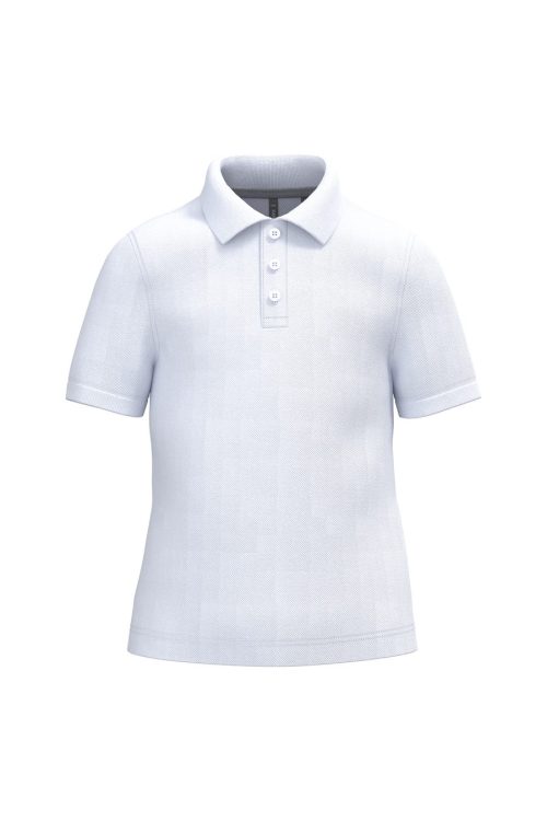 Kinder Kurzarm Poloshirt aus Baumwollpiqué K249 – Kariban in White