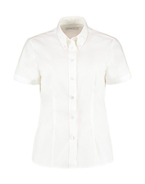 Women´s Tailored Fit Corporate Oxford Shirt Short Sleeve – Kustom Kit in White