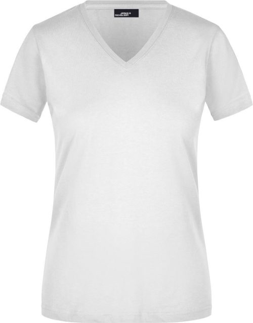 Tailliertes Damen V-Ausschnitt T-Shirt JN 972 – Daiber in White