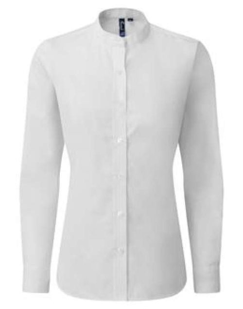 Women’s Banded Collar 'grandad' Shirt – Premier in White