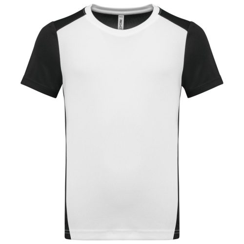Zweifarbiges Sport-T-Shirt für Kinder PA4016 – Proact in White / Black