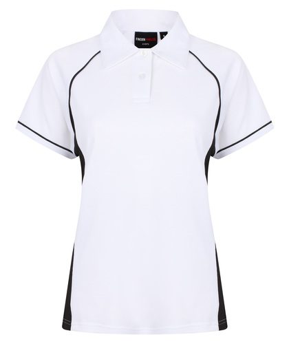 Ladies´ Piped Performance Polo – Finden+Hales in White/Black/Black