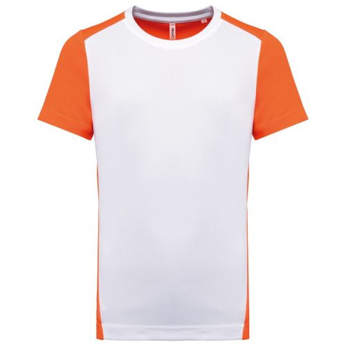 Zweifarbiges Sport-T-Shirt für Herren PA4014 – Proact in White / Fluorescent Orange
