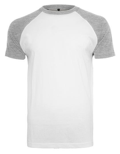 Raglan Contrast Tee – Build Your Brand in White/Heather Grey
