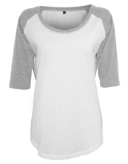 Ladies´ 3/4 Contrast Raglan Tee – Build Your Brand in White/Heather Grey