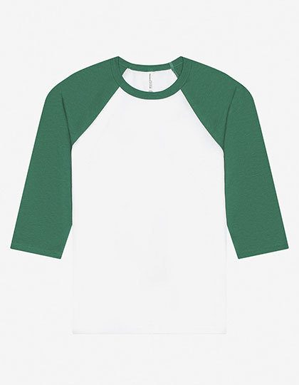Unisex 3/4 Sleeve Baseball T-Shirt – Bella+Canvas in White/Kelly